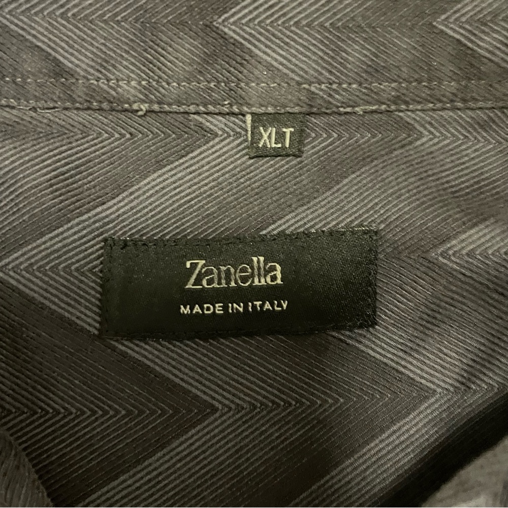 Zanella navy blue chevron cotton dress shirt - Picture 8 of 10